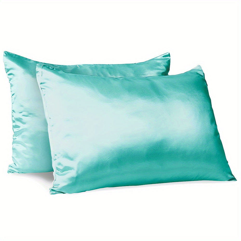 Pair of 2 Satin Pillow Protectors, Hypoallergenic and Soft Silk-Like Feel, Resistant to Wrinkles, Machine Washable, Made of Polyester with 80-85g Fabric Weight, No-Pilling Technology