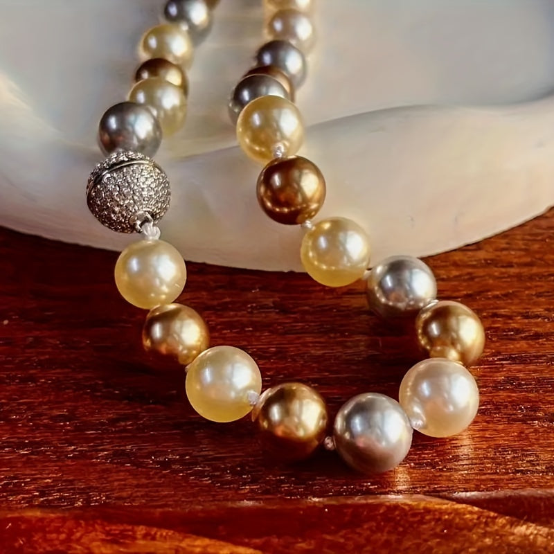 Stunning 10mm Freshwater Pearl Necklace - Dazzling & Adaptable for Everyday Wear or Formal Events, Ideal Holiday Present