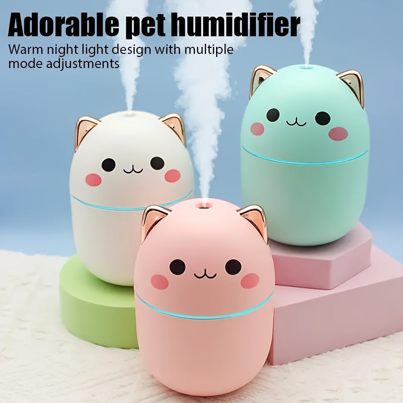 Pet-shaped mini humidifier, 8.45oz, USB powered, 36V, aromatherapy essential oil diffuser, portable mist spray, multi-mode adjustable, for home and car.