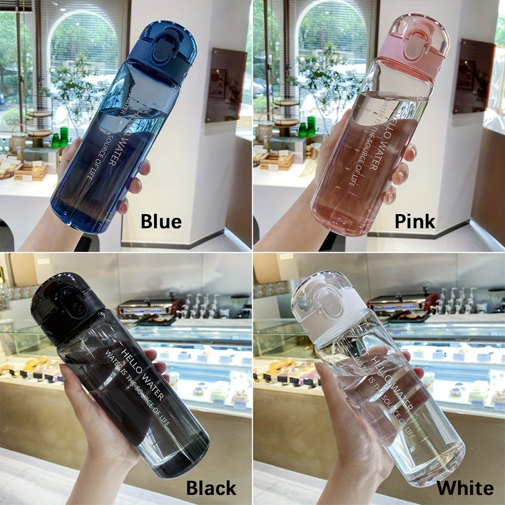 Sports water bottle with 780ml capacity for gym or travel, clear and leakproof.