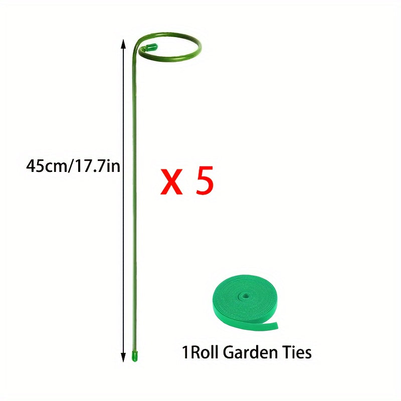 5/10 Metal garden plant stakes for single-stemmed flower support hoops, ideal for amaryllis, orchids, lilies, roses, and peonies.