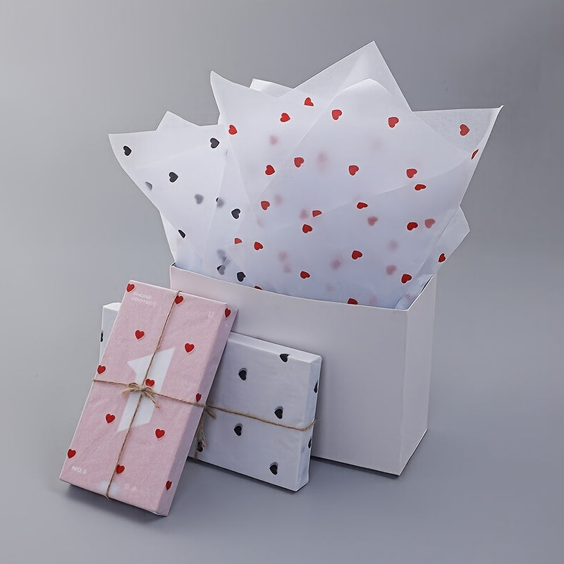 20 YINGYUYUAN Premium Tissue Paper Sheets in Red Heart Pattern for multiple uses such as gift wrapping, scrapbooking, and wedding décor.