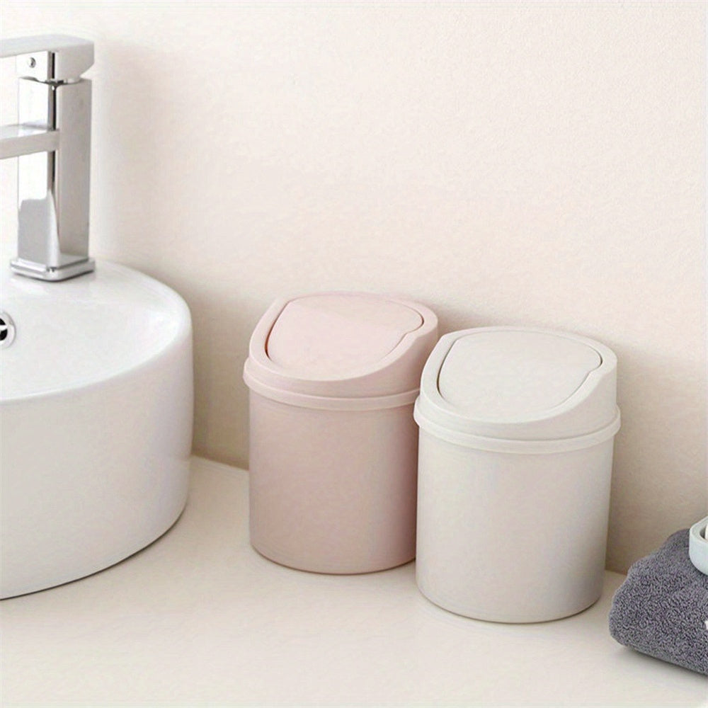 Compact flip-top desktop trash can for home and office use