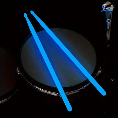 Jazz drumming drumsticks that continuously glow in the dark.