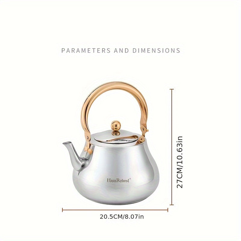 3.0L Hausroland Stainless Steel Kettle with Gas Open Flame Chime Design for Gas Stove in the Kitchen