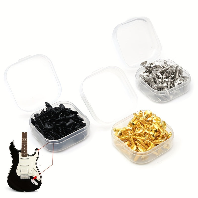 Pack of 50 includes screws for electric guitar and bass pickguards, picks, and installation screws.