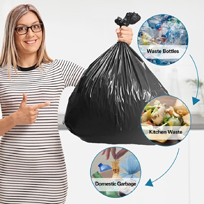 Multipurpose Disposable Trash Bags for Household & Commercial Use, Black Plastic Garbage Bags, 500/200 Pack, 59.99cm x 49.99cm, Perfect for Living Room, Bedroom, Outdoor, Toilet, Kitchen - $49.99