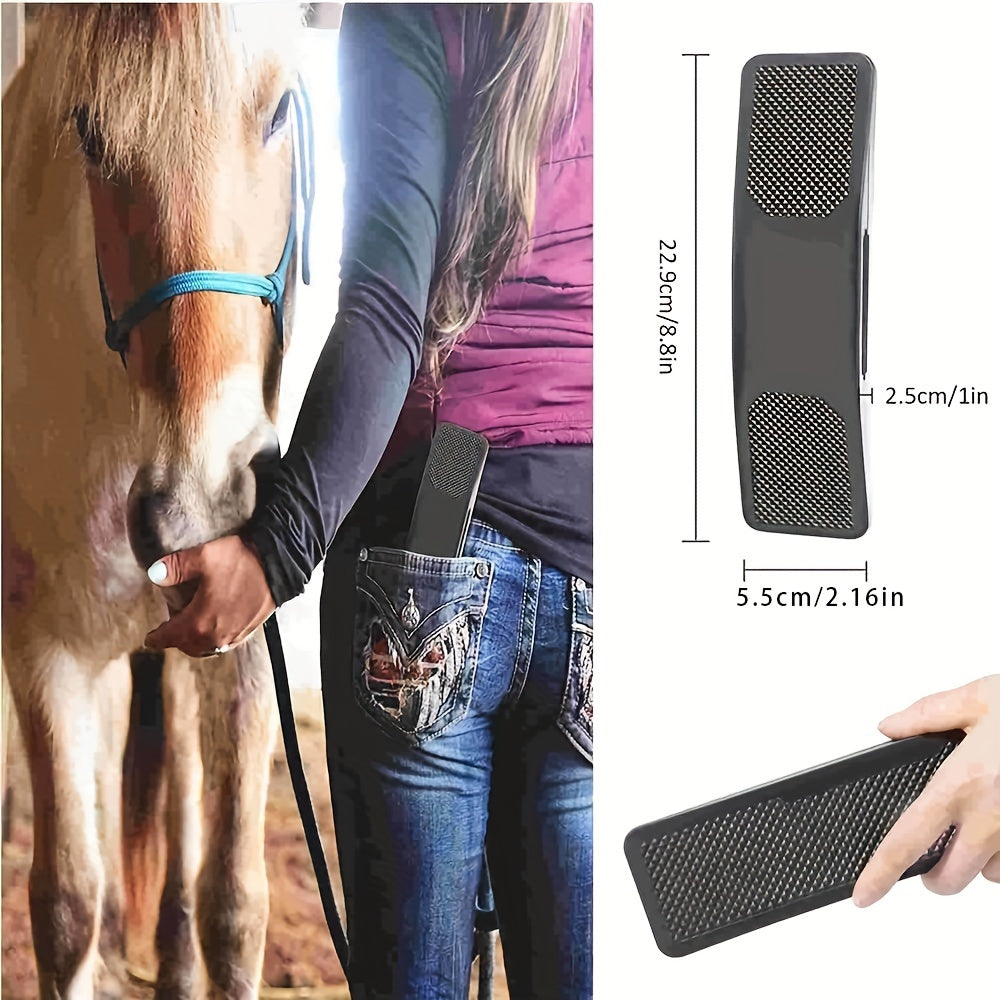 Durable ABS grooming brush for horses and dogs, perfect for shedding and detangling.