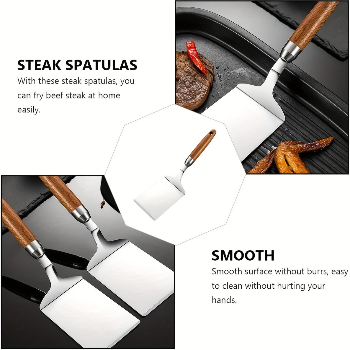 Stainless Steel Kitchen Spatula for Flipping Pancakes, Pizza, Steak, and More - Wide Blade for Easy Flipping and Grilling