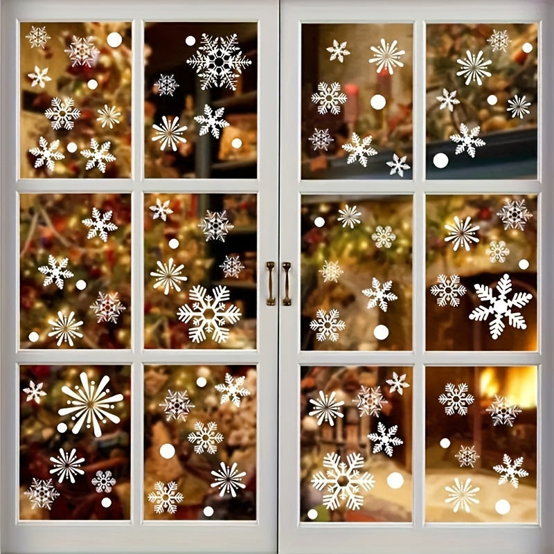 Beautiful Bohemian Style Double-Sided Christmas Decals for Home & Party Winter Holiday Decor - Reusable Snowflake Window Clings