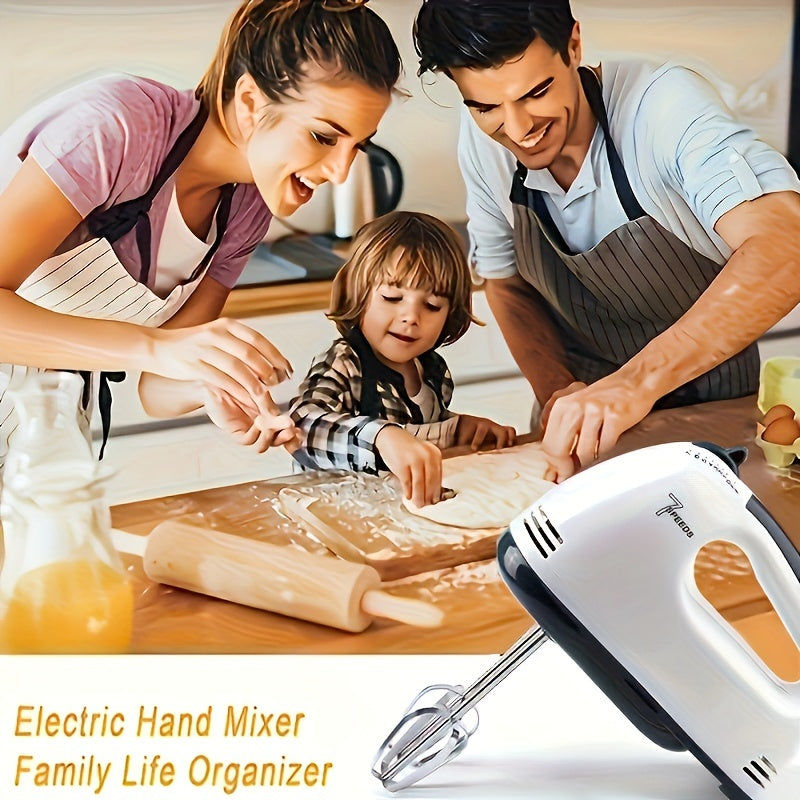 1 Electric Handheld Mixer with 7 Speeds - Perfect for Mixing Eggs in Kitchen Bowls