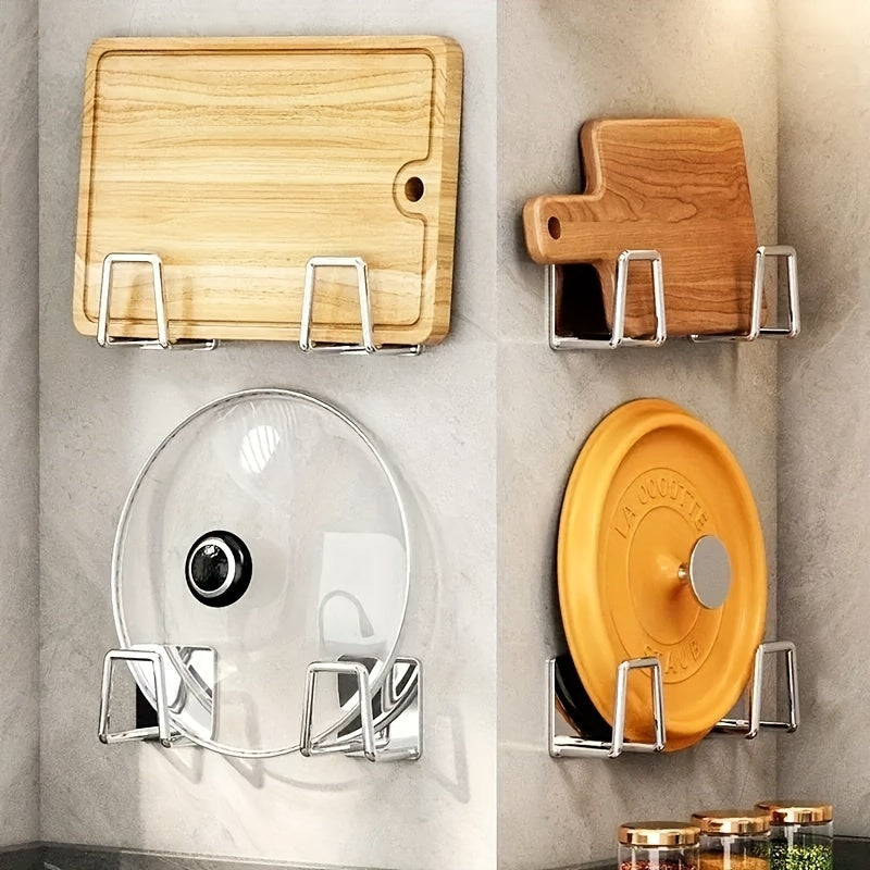 Set of 2/4 stainless steel kitchen and bathroom organizers - includes wall-mounted sink drain rack with hooks for storing sponges and cleaning supplies. Versatile storage solution for your home.