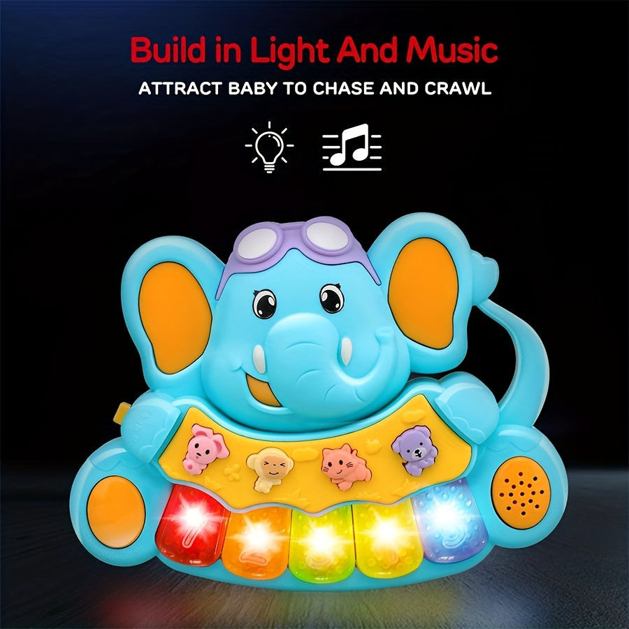 CATNA BUTY Elephant-Themed Youngsters Piano Toy - Musical Keyboard for Kids 18+ Months, Battery Operated, ABS Material, Ideal Gift for Boys & Girls, Blue/Yellow Color Scheme