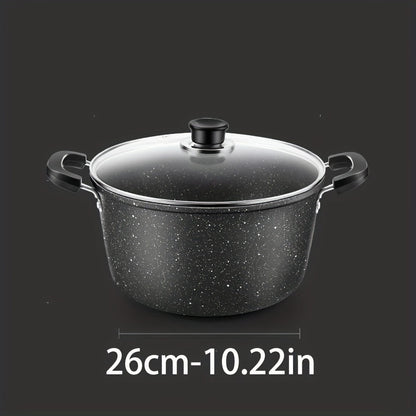 Set of 3 Non-Stick Cast Iron Cookware Pieces with Lids - Includes Soup, Frying, and Wok Pans for Multi-Purpose Kitchen Cooking