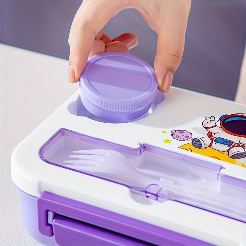 Get your hands on the 44oz Vibrant Youngsters' Lunch Box, complete with sauce cups and utensils. Made of leakproof, microwave-safe, and dishwasher-friendly PP material, this lunch box features fun cartoon designs perfect for school, camping, and picnics.