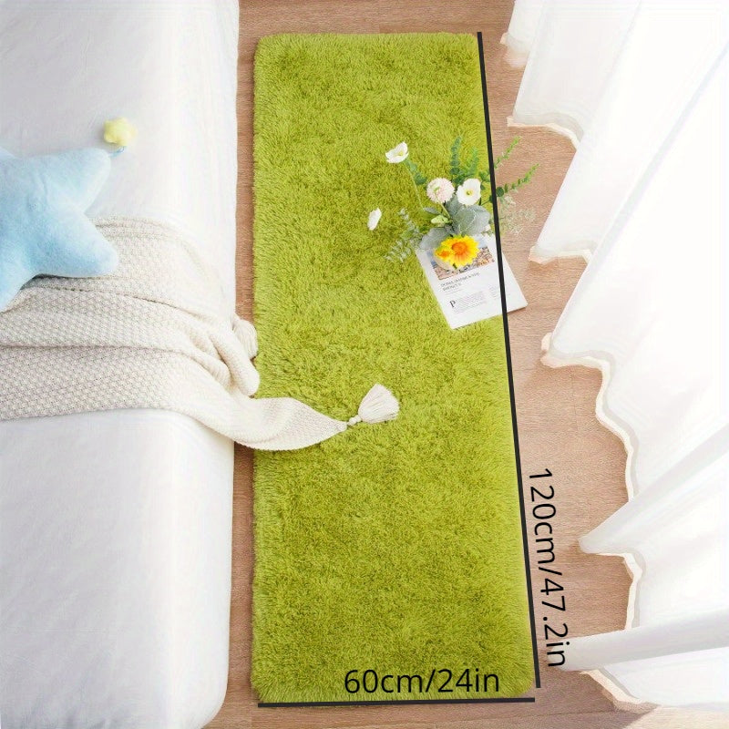 Super Soft Shaggy Rug in Grass Green for Bedroom and Living Room Decor - Modern Indoor Fuzzy Plush Area Carpet for Kids and Girls, Ideal for Dorms and Homes