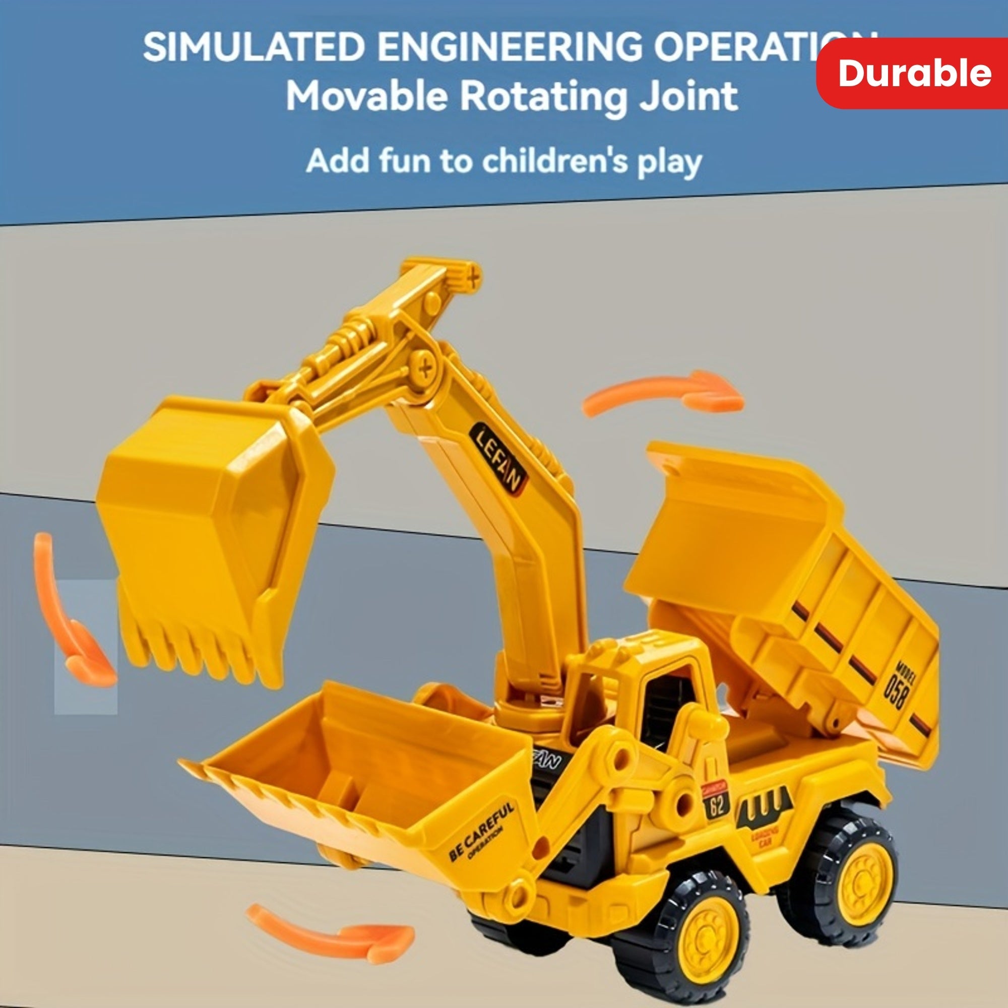 A versatile construction playset featuring an excavator, pusher, and tipper - perfect for young ones. Made from durable plastic and produced in China, this makes an ideal gift.