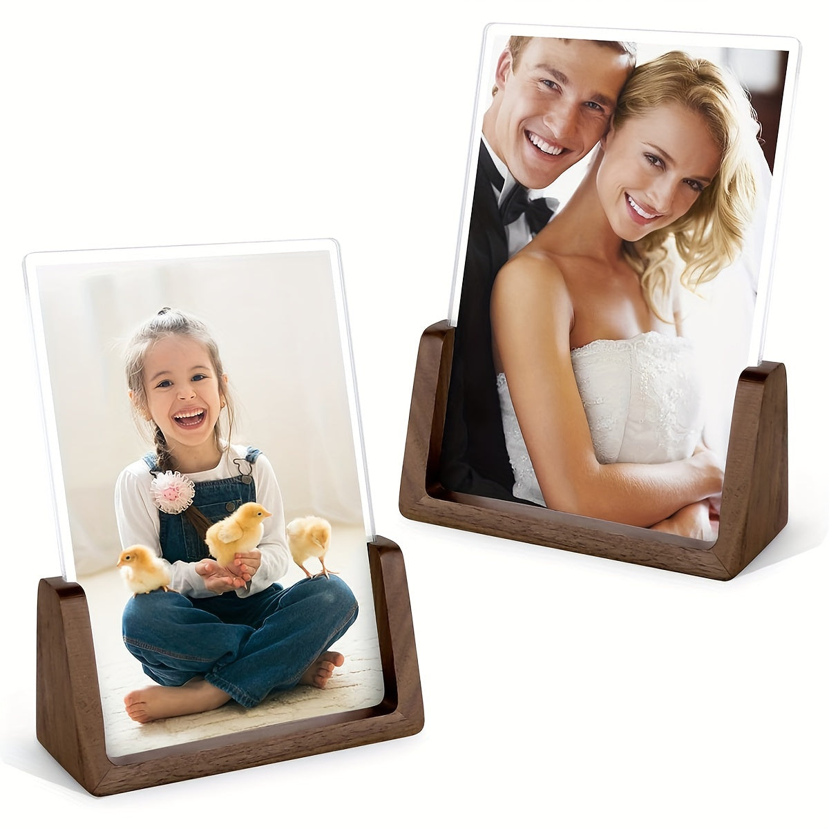 Enhance Your Décor with Rustic Wooden Picture Frames - Available in 4x6 & 7x5 Sizes. Featuring a Stylish Country Design with Walnut Base and HD Shatterproof Acrylic Cover for Tabletop or Bedroom Display. Enjoy Free Photo Printing Included!