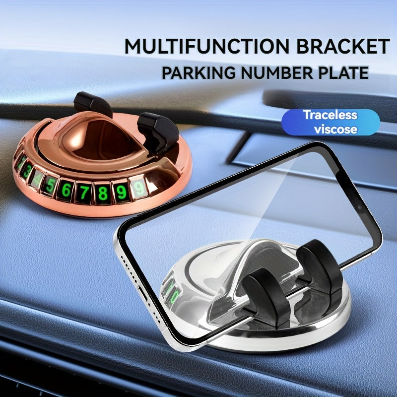 Mobile phone holder for car with hidden number plate, call holder, dashboard mount, balance bracket, and GPS navigation functions.