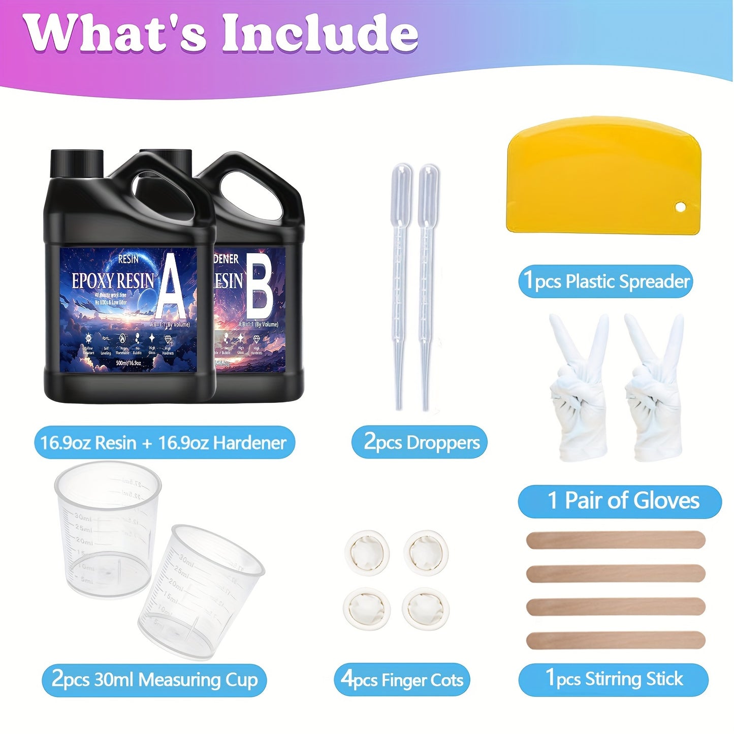 High gloss, bubble-free epoxy resin kit for art, crafts, jewelry making, DIY projects, and molds.