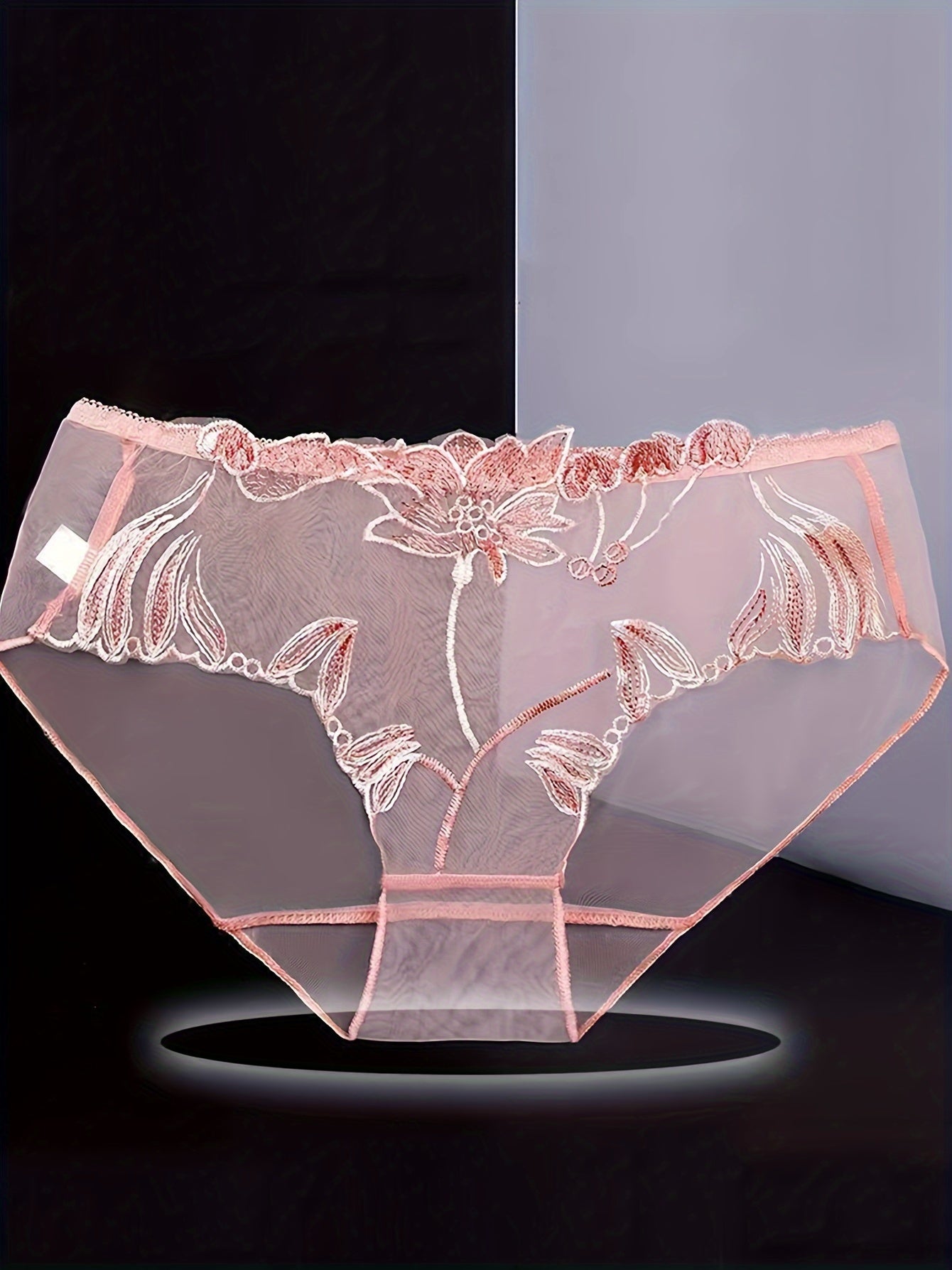 4 Floral Embroidery Mesh Panties: Sexy Women's Lingerie & Underwear