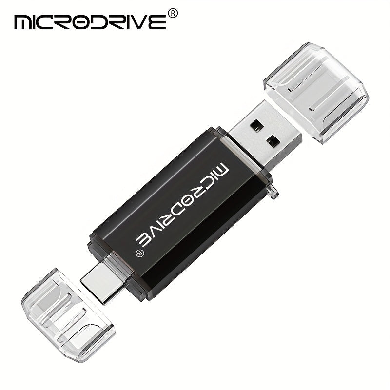 MICRODRIVE 2.0 USB-C Flash Drive - High-Speed OTG Memory Stick, Frosted Metal Texture, 128GB/64GB/32GB/16GB, Laptop & Smartphone Compatible, Red/Black, Cute Design