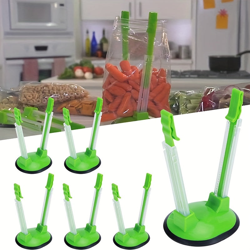 Adjustable Baggy Rack Stand - Set of 2 or 4, a convenient solution for organizing food storage bags. Perfect for bagged shelves, food preparation bags, and plastic freezing bags. This multi-purpose bag hanging device is a must-have for kitchen