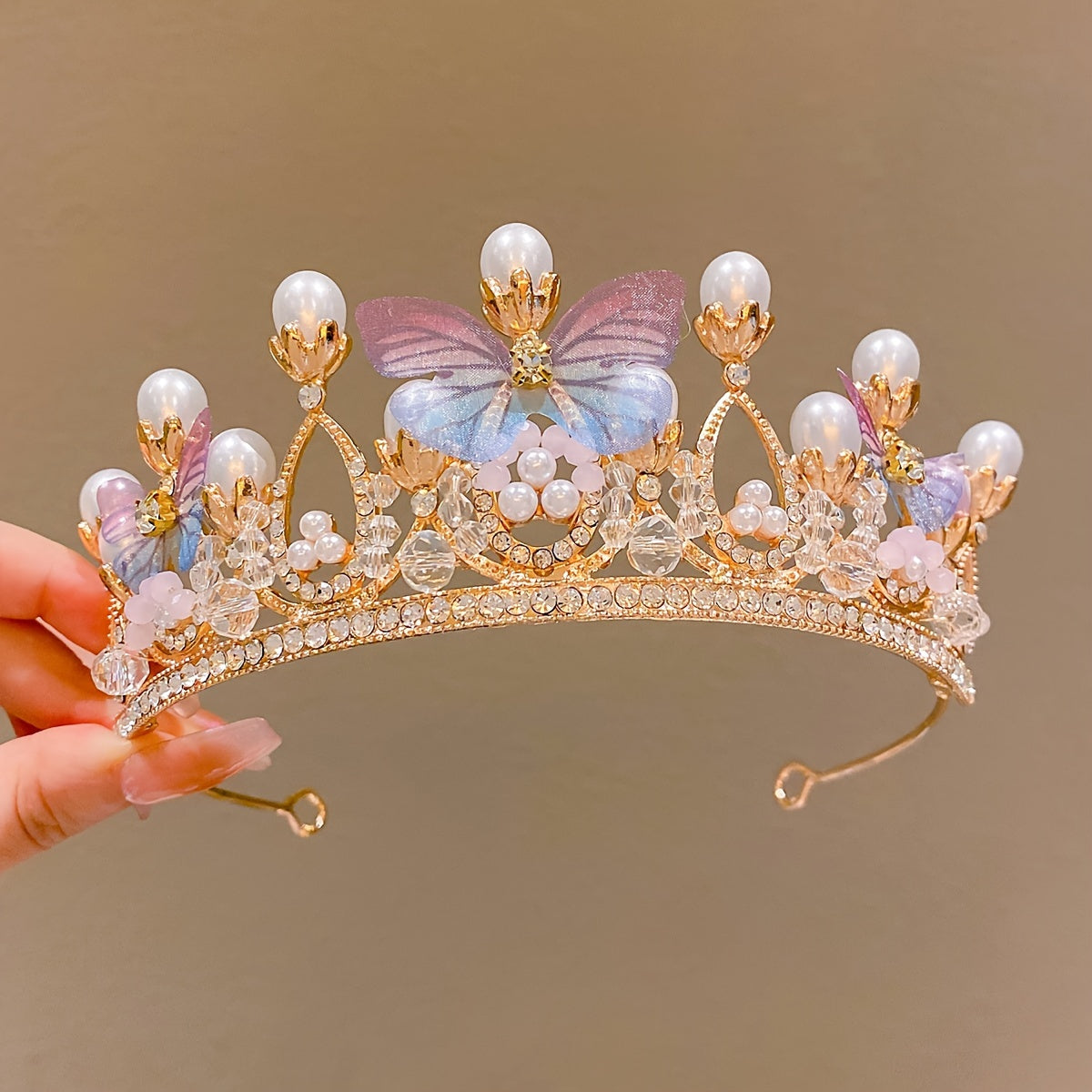 Exquisite Rhinestone Princess Crown Tiara adorned with Faux Pearls - Perfect for Birthday Parties, Weddings, and Special Occasions. Ideal for Women as Bridal Hair Jewelry Accessory.