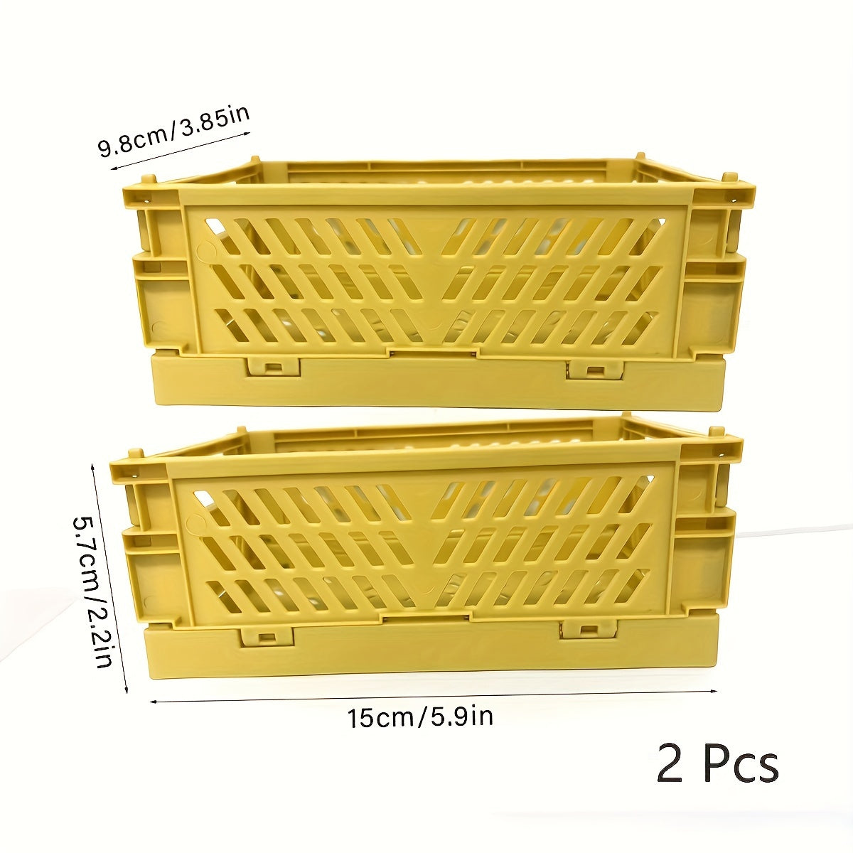 2-Pack Plastic Folding Storage Baskets with Handles, Stackable Organizers for Home - Mixed Color