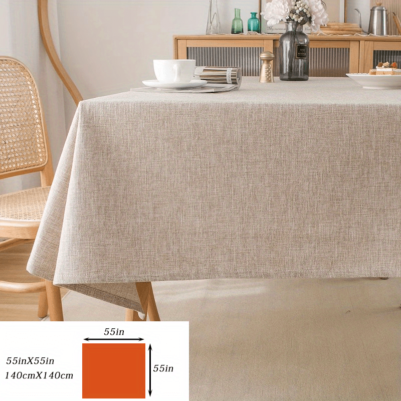 Thick polyester tablecloth in solid color adds elegance to dining and coffee tables with its modern design.