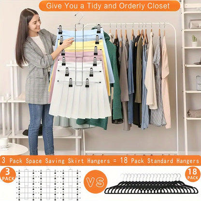 6 Tier Folding Hanger with Clips for Pants and Skirts - Multifunctional Organizer for Clothes, Perfect for Home or Dorm Rooms