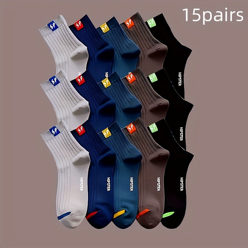 Men's and Women's SP Letter Design Neutral Crew Mid-Calf Socks - Breathable, Moisture Absorbing, Wear Resistant - Suitable for Daily, Outdoor, Home Wear, Endless Sports US(6-11) - Available