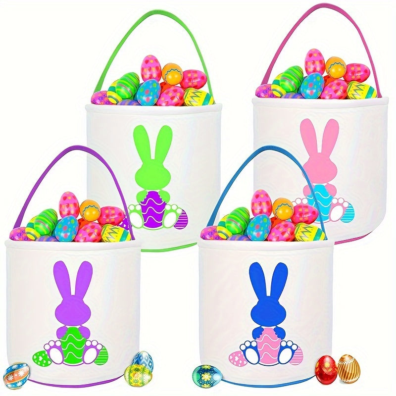 Canvas Easter Bunny Basket with Handle - Ideal for Egg Hunts, Party Favors, and Classroom Fun