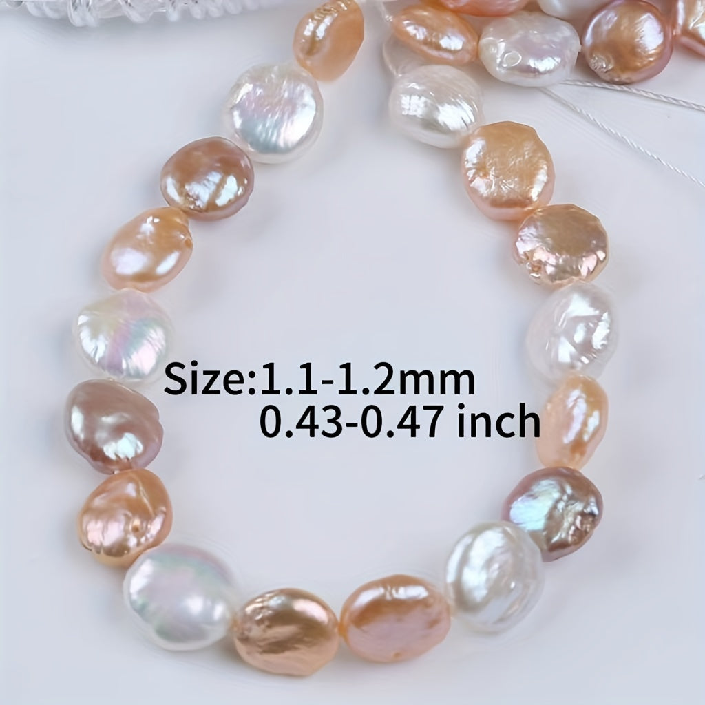 [Customer Favorite] Coin-shaped Freshwater Pearl Beads, 11-12mm Diameter, 20cm Strand in Mixed Colors