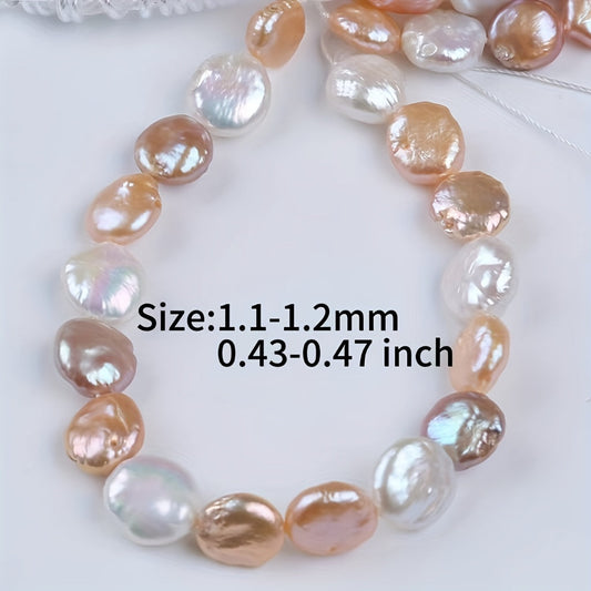 [Customer Favorite] Coin-shaped Freshwater Pearl Beads, 11-12mm Diameter, 20cm Strand in Mixed Colors