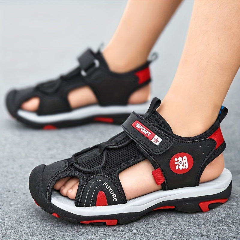 Breathable mesh sandals for kids with durable non-slip sole and hook & loop closure, perfect for all seasons.