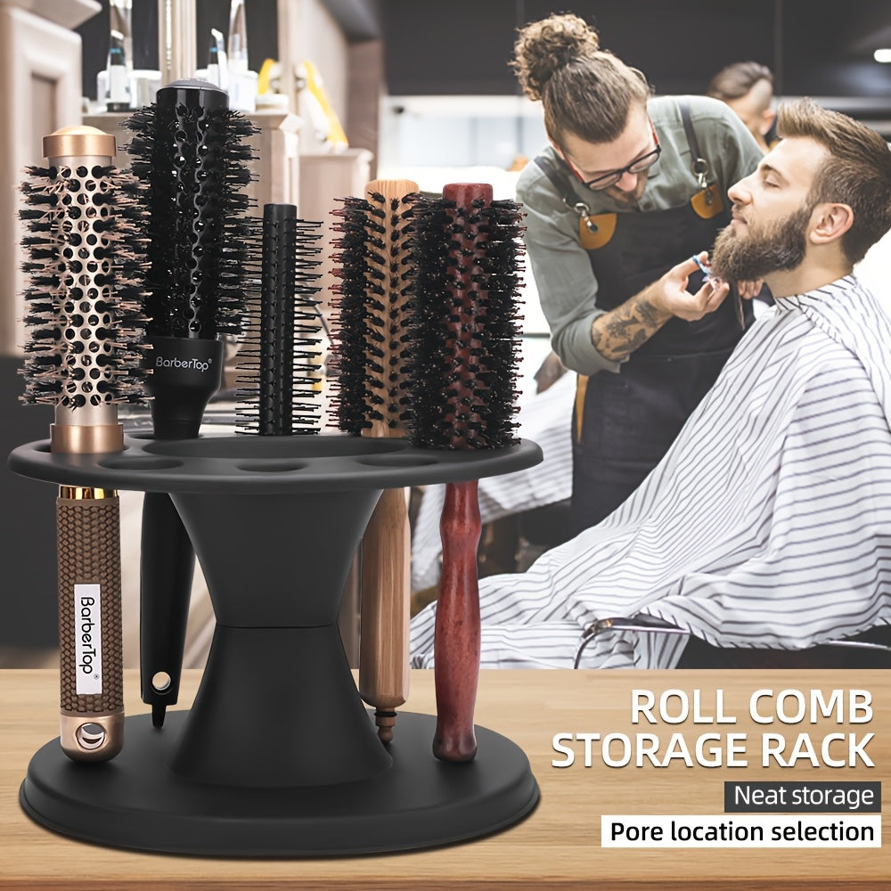 High-quality round hair brush organizer made of durable plastic with multiple compartments for styling tools, ideal for both home and salon use.