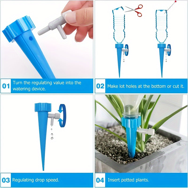 Water 20 Automatic Flower Watering Devices with Self-spraying Nozzle and Adjustable Control Valve Switch for Outdoor and Vacation Plant Care.