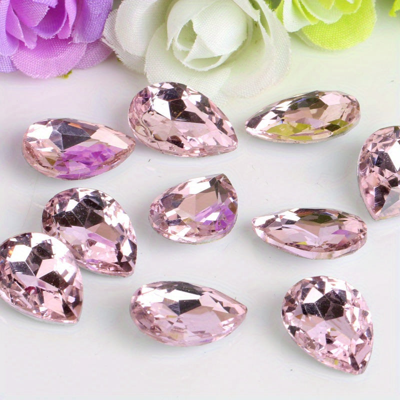 Set of 30 Vibrant Teardrop Rhinestones, Perfect for Adding a Pop of Color to Your DIY Necklace, Bracelet, or Keychain Creations