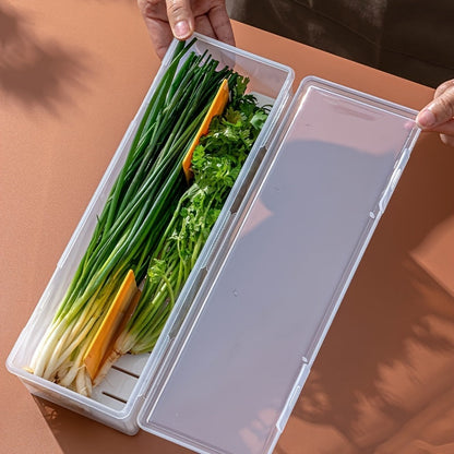 Versatile Clear Plastic Vegetable Storage Box: Ideal for Kitchen Organization, Featuring Drainage and Reusability