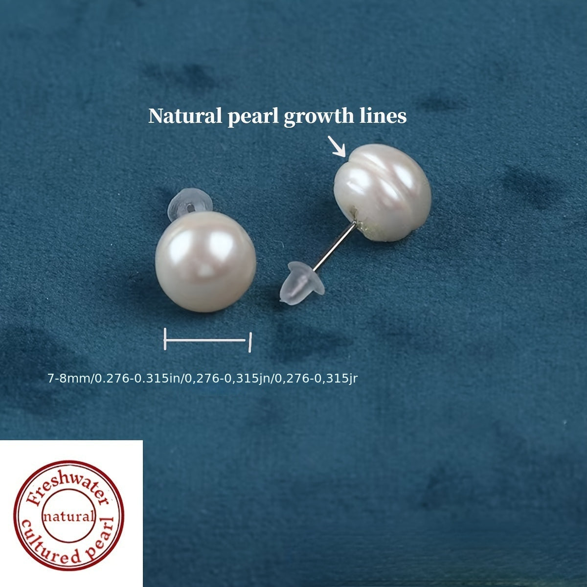 Elegant Natural Freshwater Cultured Pearl Earrings: 7-8mm/0.7-0.8cm in size, with a minimalist design perfect for daily wear, holiday gifts, and special occasions. Ideal for those born in June. Features stainless steel posts and no need for an external