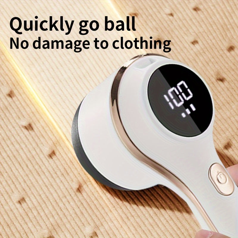 Fabric Shaver with Digital Display, Cordless Lint Remover, Electric Sweater Shaver for Removing Pills and Balls, Rechargeable with USB, Long-lasting Battery, Stainless Steel Blade for Clothes, Bedding, Carpets, Sofas, Toys, Home Use