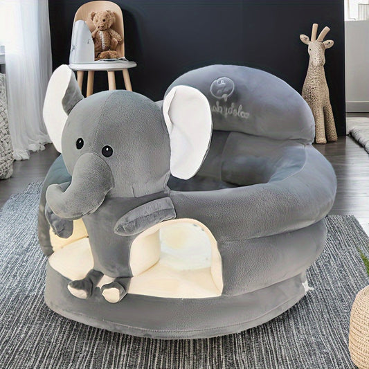 LIBSIT Baby Sitting Chair 1pc, Plush Toddler Nest Support Seat for Learning to Sit & Feeding, Comfortable PVC Puff Chair, Washable - Cute Animal Design in Multiple Colors