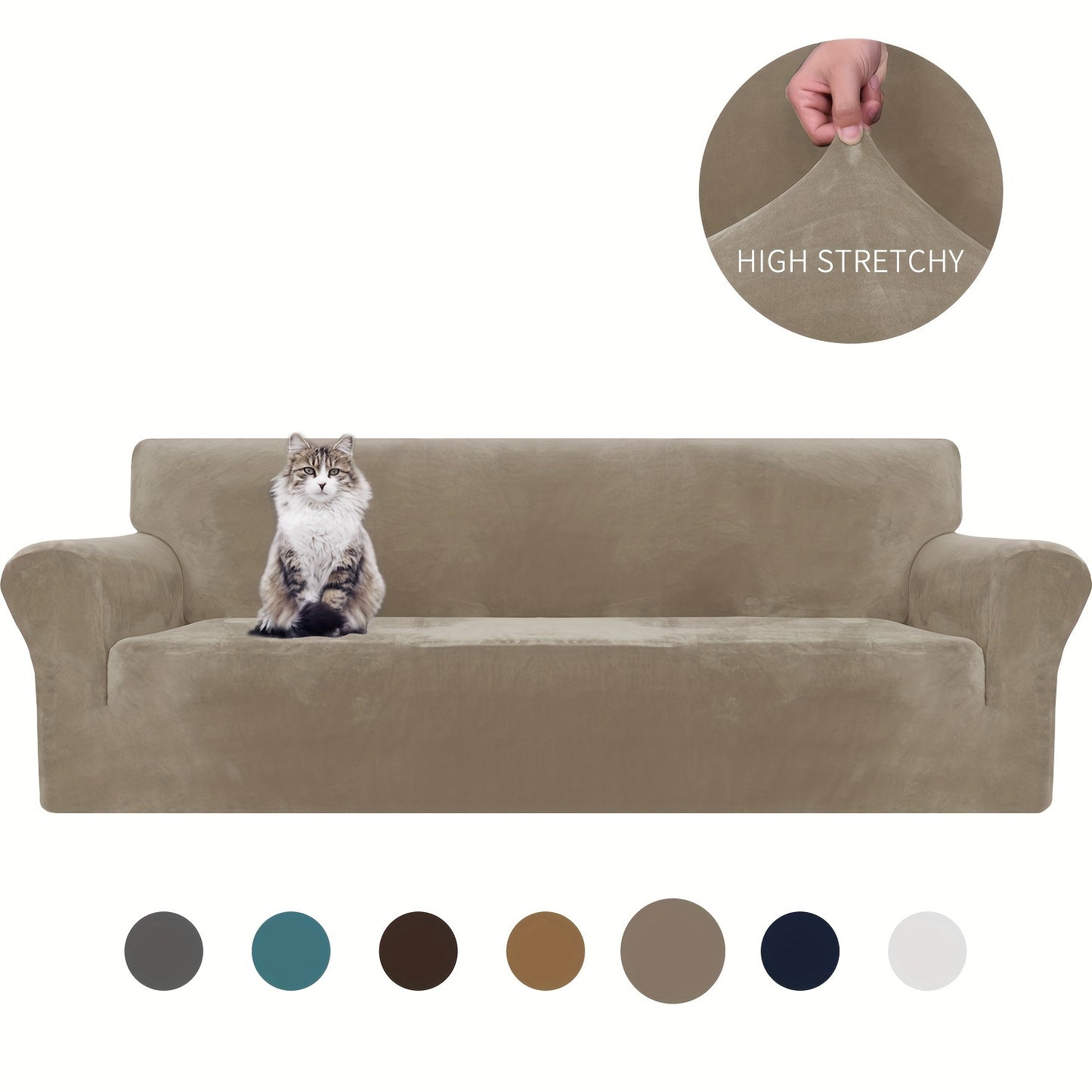 Thickened velvet sofa cover with elastic bottom for all seasons, suitable for pets and provides universal anti-scratch protection for living room home decor.