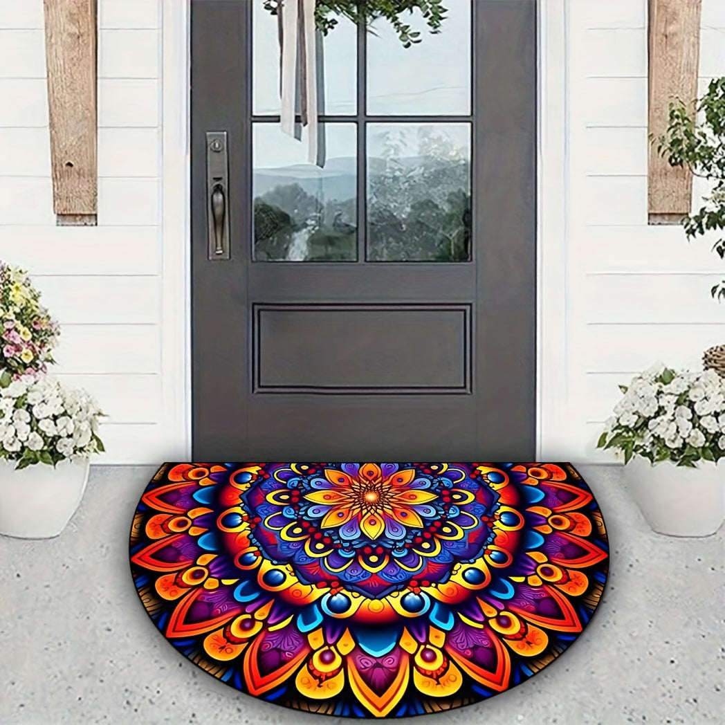 Welcome guests in bohemian style with our Mandala Doormat - 1pc, crafted from durable, non-slip polyester fiber for easy cleaning. Perfect for entryways, kitchens, and bathrooms, this mat makes an ideal home decor gift.