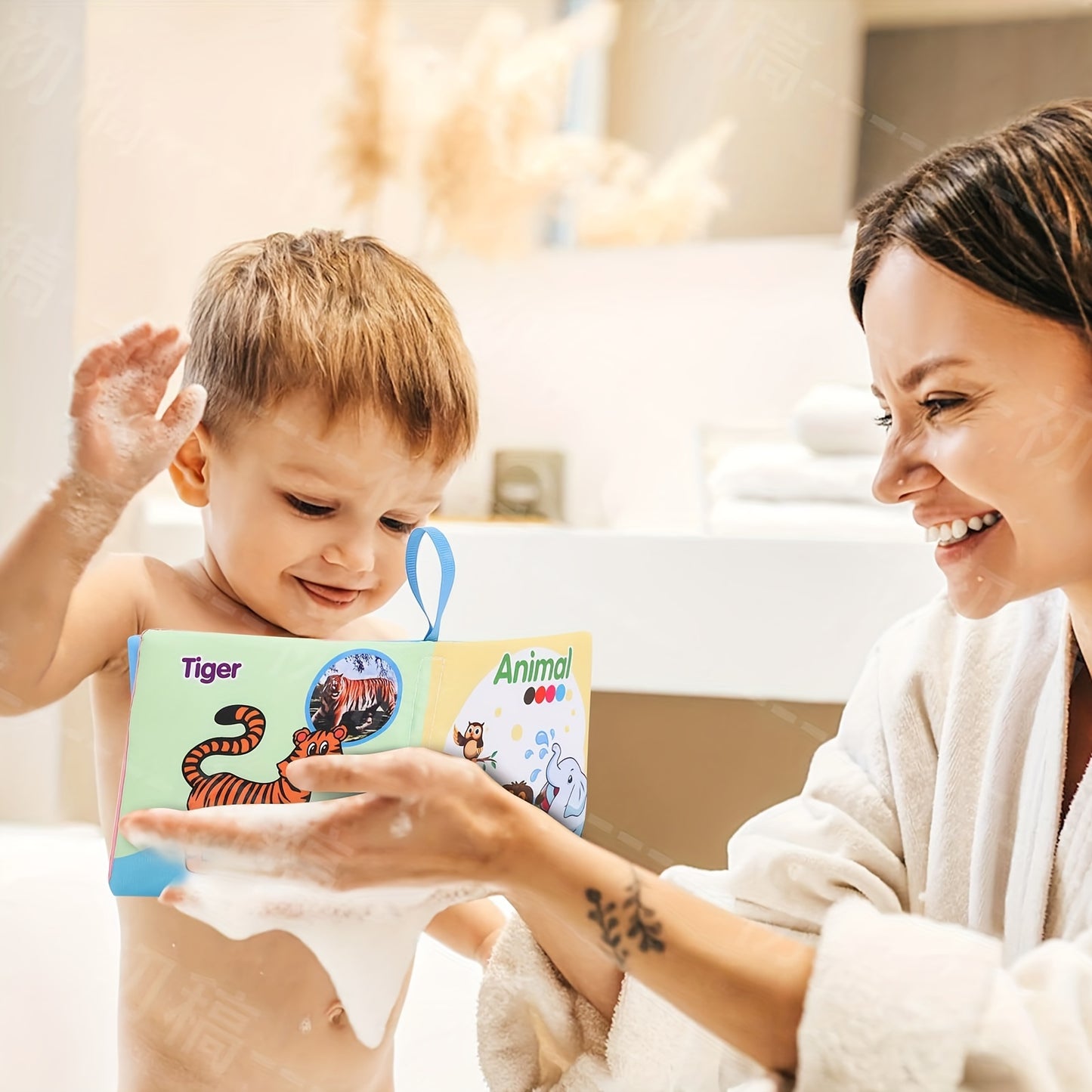 5 children's bath time books on animals, fruits, vegetables, and transportation