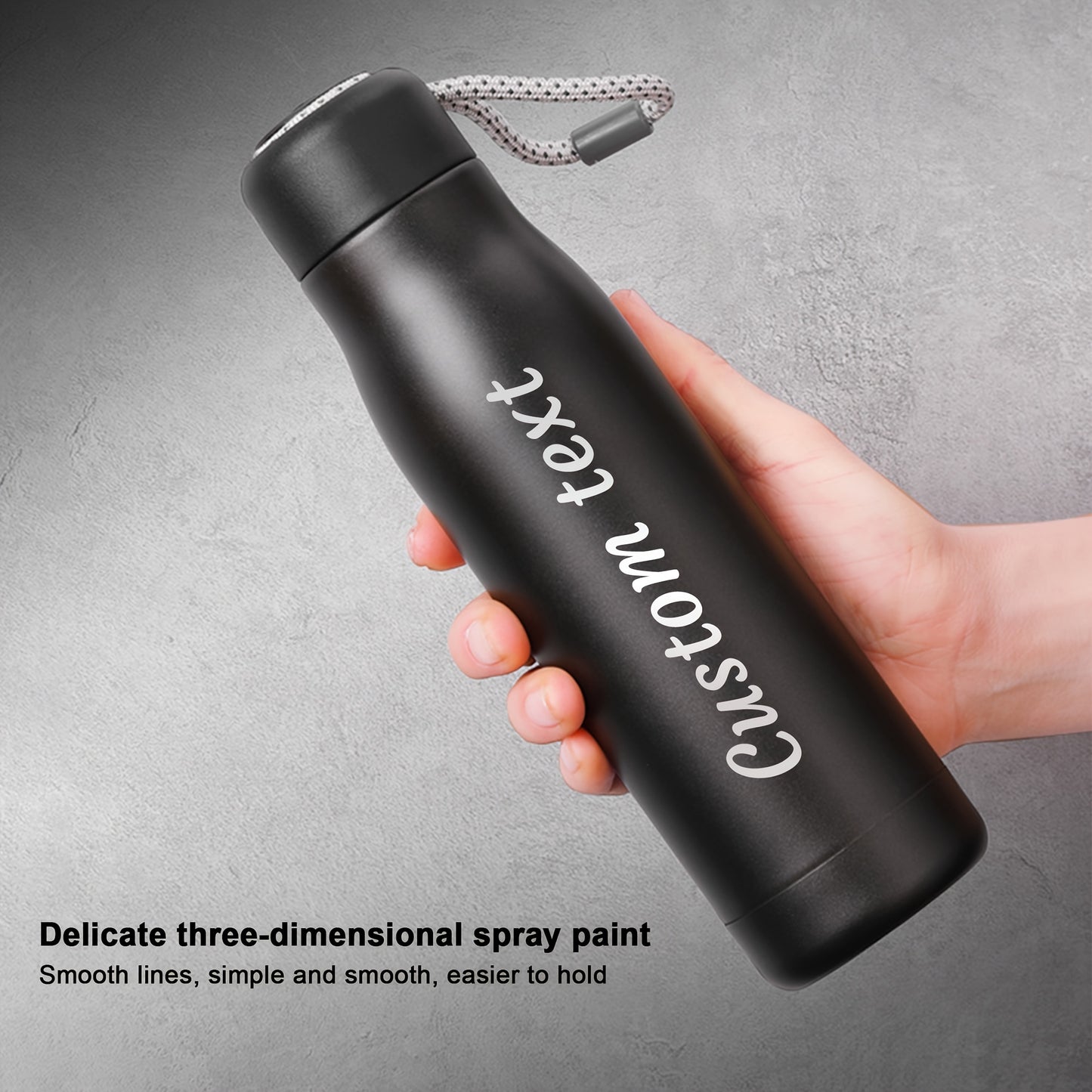 Custom engraved anime-themed stainless steel water bottle, insulated for travel, available in two sizes, perfect for water and gifting.