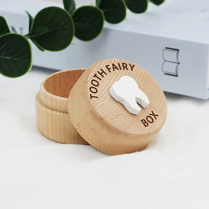 Wooden tooth box with storage for tooth collection, fetal hair, and teeth. Makes a unique birth souvenir, home decoration, or birthday gift.