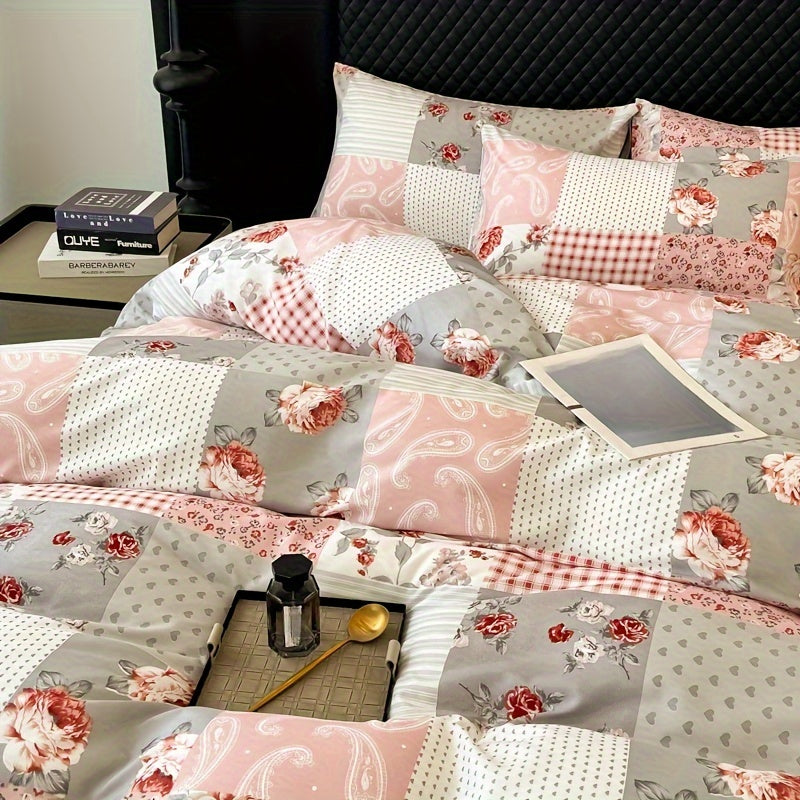 Soft and skin-friendly, this Pink Patchwork Print Quilt Cover Set is made of Polyester Microfiber Brushed Fabric. Perfect for bedroom and guest room decor, this set includes 1 quilt cover and 1 or 2 pillowcases (coreless). Complete your home furnishings