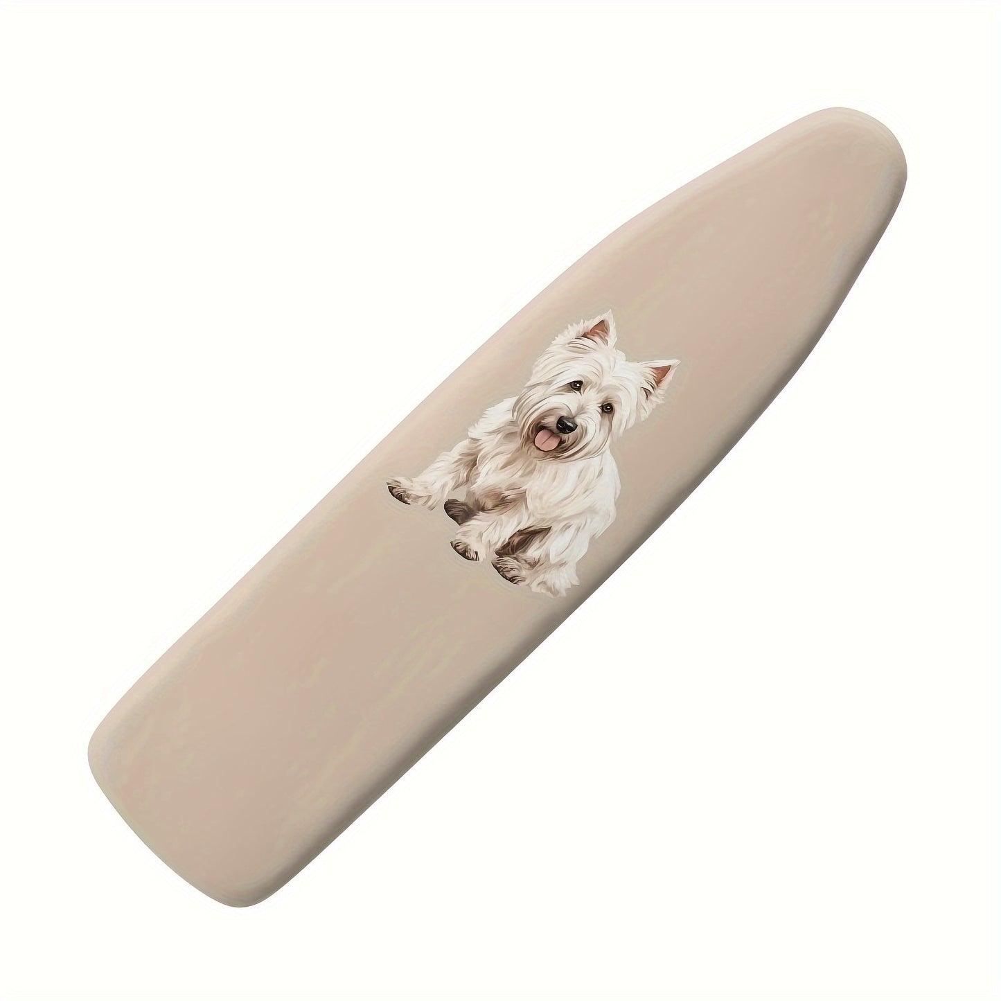 Ironing Board Cover featuring a West Highland White Terrier Dog Print, designed for pet lovers. Made with durable fabric, this cover has an elastic edge for easy fitting and is non-electric.